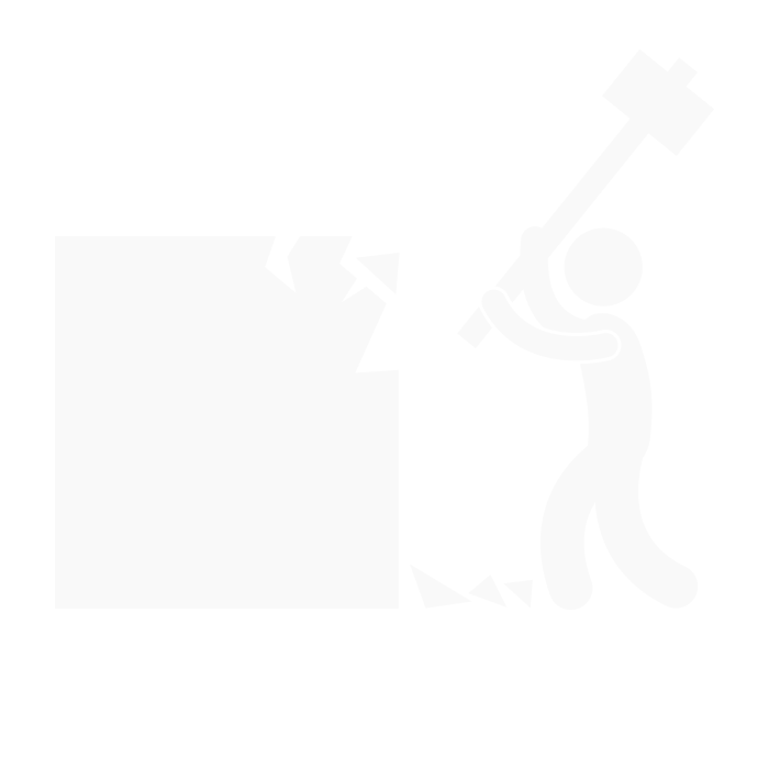 man destroying a box with a hammer